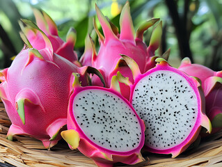 dragon fruit on wooden table