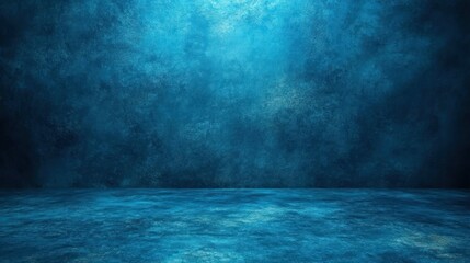 Empty blue grunge studio interior