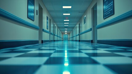Obraz premium Empty hospital hallway at night (1)