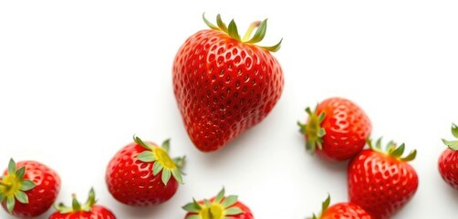 A vibrant, ripe strawberry isolated on pure white, isolated, berry