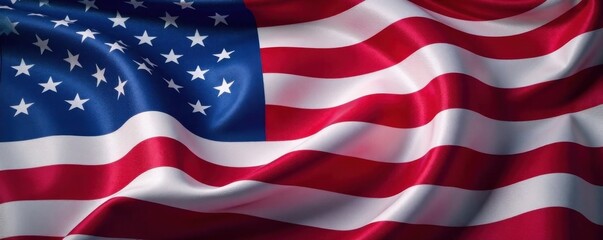 Obraz premium American flag wave in slow motion with vibrant colors and smooth fabric movement, fabric movement, red white blue, american symbol