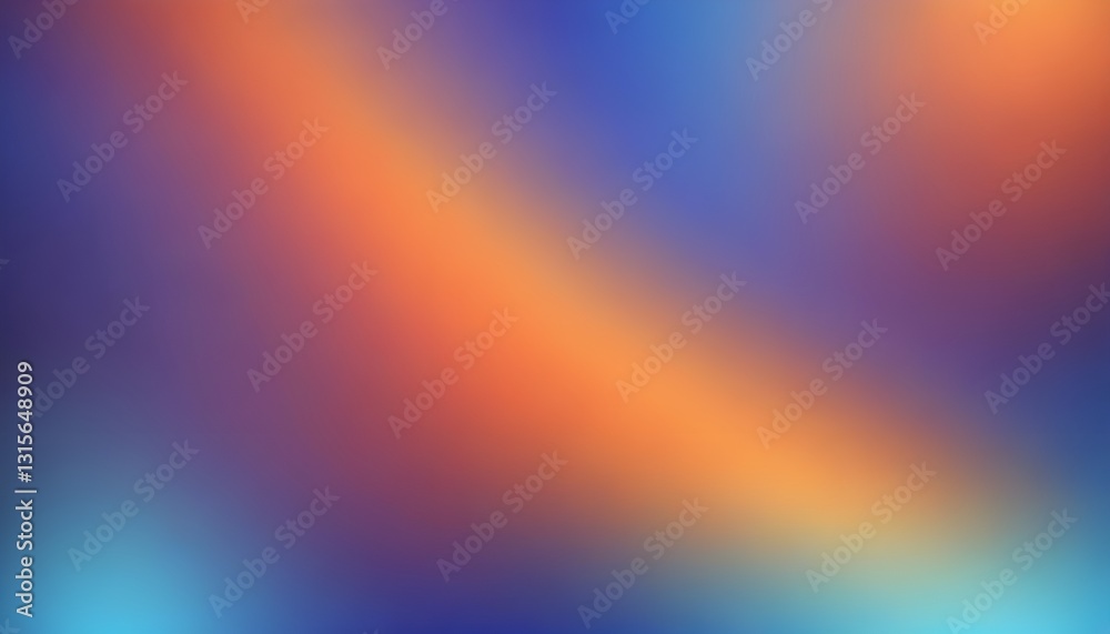 Poster An abstract blurred background featuring a smooth orange and blue gradient with soft transitions and vibrant hues