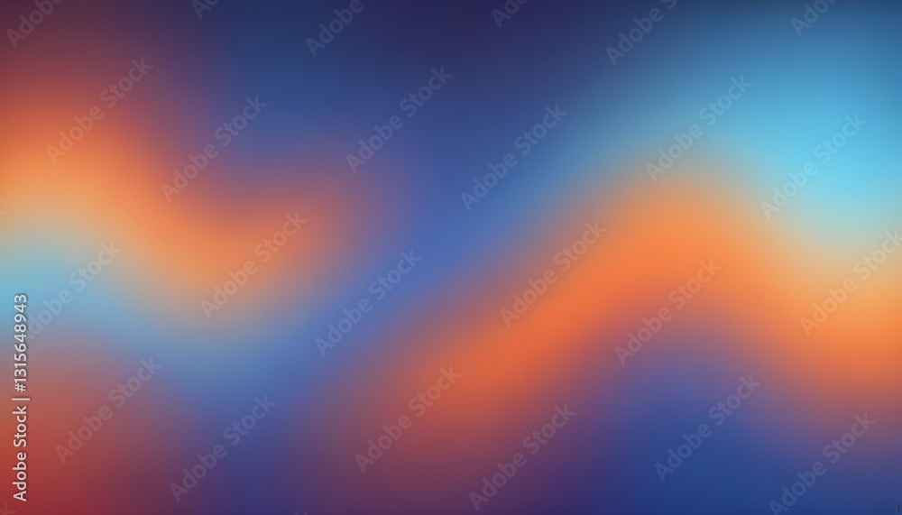 Poster An abstract blurred background featuring a smooth orange and blue gradient with soft transitions and vibrant hues
