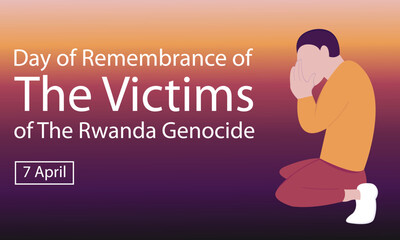 illustration vector graphic of a man squatting pensively, perfect for international day, remembrance, the victims, the rwanda genocide, celebrate, greeting card, etc.