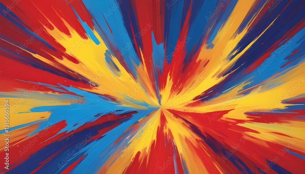 Poster an abstract background with a combination of bright red, yellow, and blue tones, creating an energet