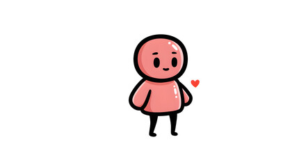 Fototapeta premium Cute Cartoon Pink Character with Heart Illustration