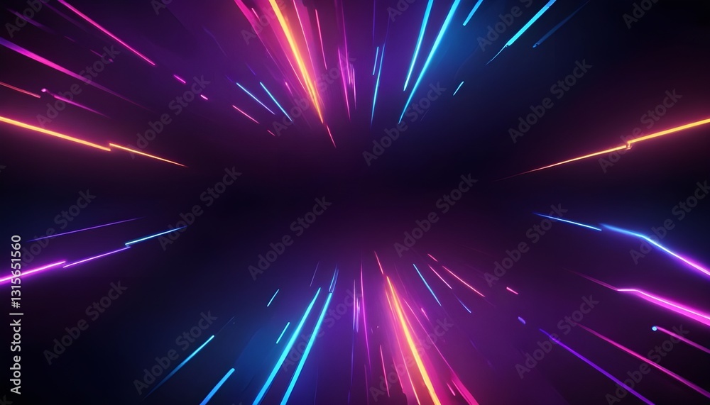 Poster an abstract background with bright and futuristic neon light effects