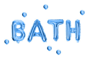 BATH – Blue foil balloons spelling 