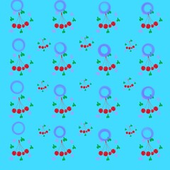Fruit pattern, Watermelon, pineapple, cherry, background