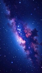 Obraz premium Starry sky with glowing blue and purple rings of light, stellar, purple, mystic