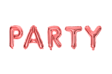 PARTY – Foil pink balloons spelling "PARTY," creating an atmosphere of fun and celebration. Perfect for events, these decorations capture attention with their lively color and glossy finish.