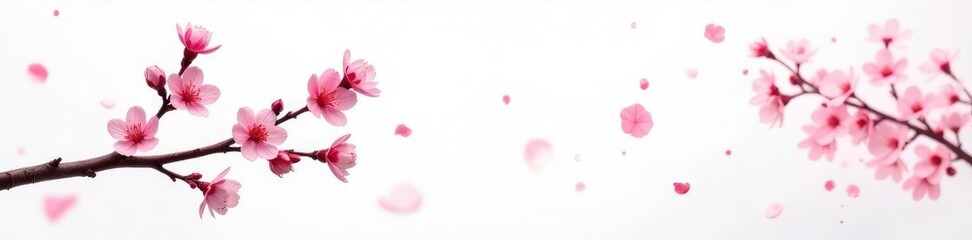 Delicate cherry blossom branches on white background, nature, isolated