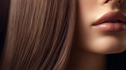 Naklejka premium 美しいロングストレートヘアのクローズアップ