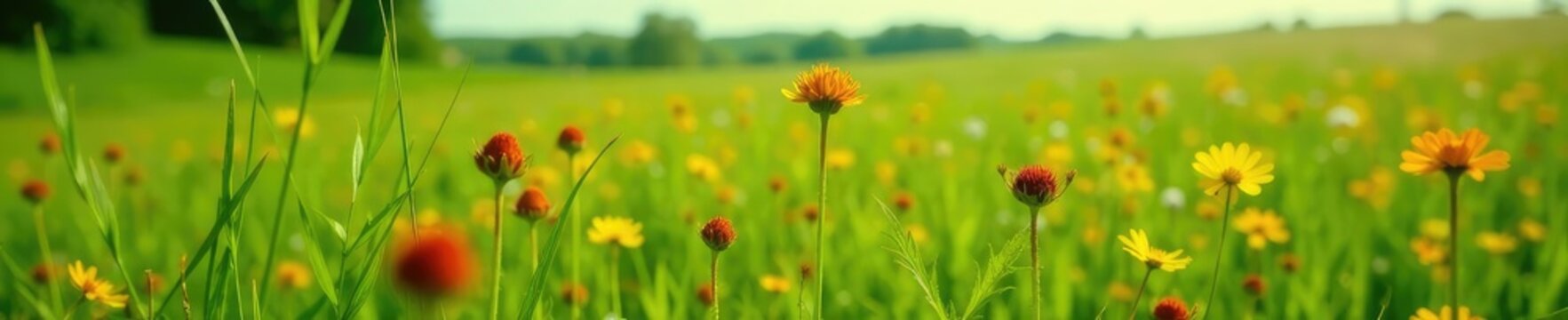 Hemp dogbane in a field with tall grass and wildflowers, summer, ohio