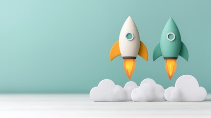 Startup Rockets Launching  Innovation  Success  Growth  Business Concept