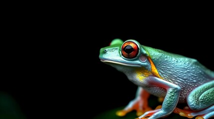 Vibrant Red Eyed Tree Frog Closeup  Exotic Amphibian  Nature Photography
