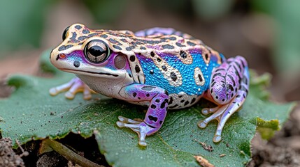 Fototapeta premium Vibrant Rainforest Frog on Leaf Exotic Amphibian Closeup