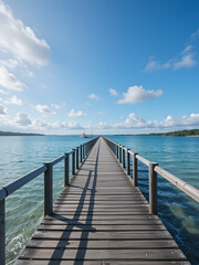 Naklejka premium Redcliffe - Jetty on Moreton Bay. Beautiful simple AI generated image in 4K, unique.