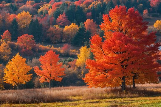 Stunning Rustic Maple Leaves in Vibrant Autumn Scenery