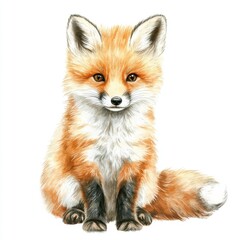 Obraz premium Cute little fox sitting, detailed fur, vibrant colors