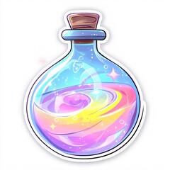 Dreamy pastel potion bottle with swirling liquid and stars