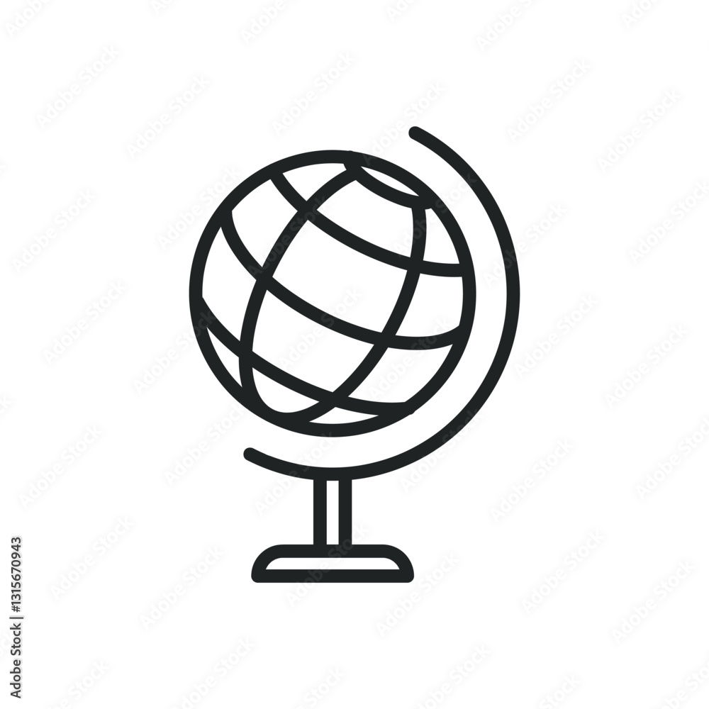 Sticker globe thin line icons. editable stroke and perfect pixel on transparent background