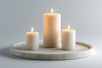 Elegant Candles on Marble Tray