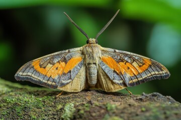 Obraz premium Colorful butterfly resting on a mossy surface