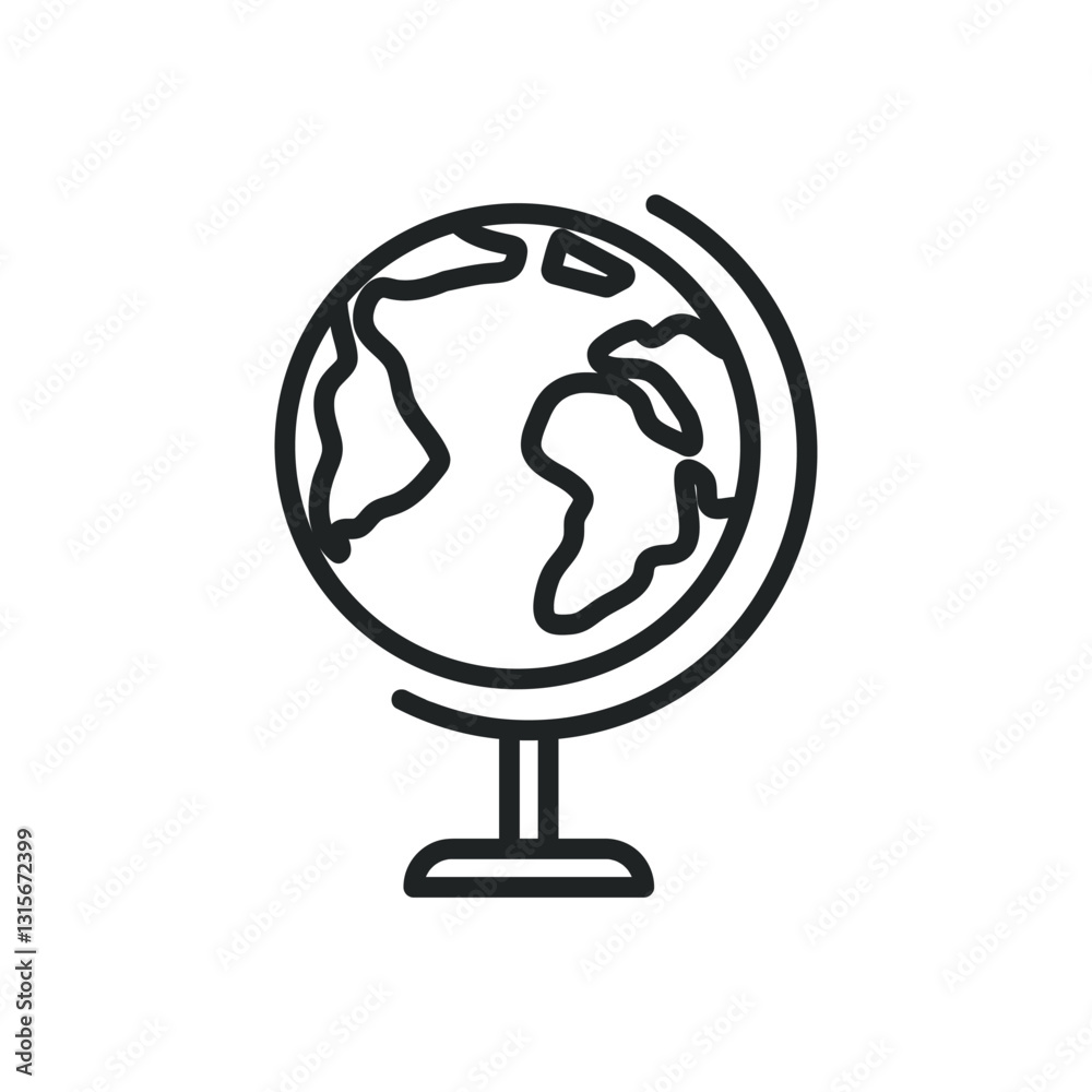 Sticker globe thin line icons. editable stroke and perfect pixel on transparent background