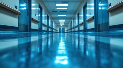 Obraz premium Hospital Corridor Empty Reflecting Floor