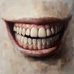 A Close-Up of a Wide, Bright Smile: A Realistic Oil Painting