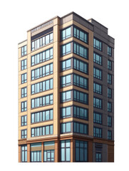 residential building facade on transparent background