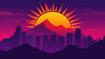 Obraz premium City Sunrise Mountainscape
