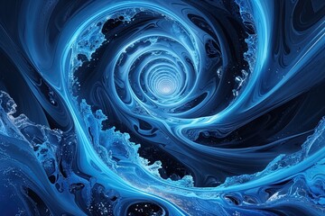 Stunning Crystal Blue Vortex Abstract Background with Fluid Patterns and Textures