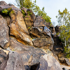 Ancient Native American Symbols Carved on Rock Panels, La Cieneguilla Petroglyphs, Santa Fe, New Mexico, USA