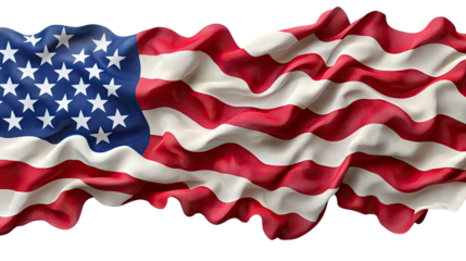 American flag waving with stars and stripes on a blue background
