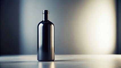 Minimalist Black Bottle on White Surface with Soft Grey Background - Chic Home Decor Photography