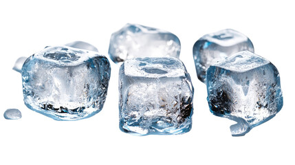 Obraz premium Isolated clear ice cubes, frozen and cool, on a white background