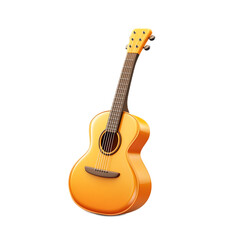 Obraz premium Vibrant Yellow Acoustic Guitar on Plain Background