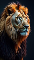 Naklejka premium Lioness with iridescent scales and shimmering coat, scales, iridescent, magic