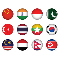 Country Flags Icons in Circle 