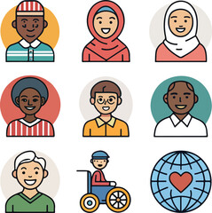 Diversity Icons Set – Editable Stroke, Inclusion, Equity, Multicultural, Community