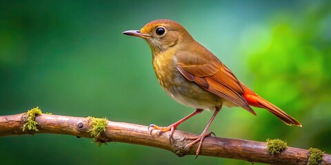 Fototapeta premium Stunning Rufous-tailed Robin Product Photography - Captivating Small Bird with Vibrant Colors in Natural Habitat, Perfect for Nature Lovers and Wildlife Enthusiasts