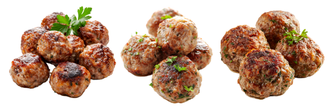 Set Grilled Meatballs isolated on transparent background