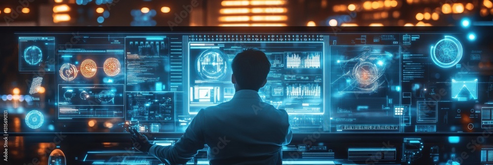 Fototapete engineer creates advanced design for futuristic device in a high tech workspace. generative ai