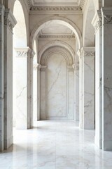 Panoramic white background with intricate marble stone details, design, texture, minimalist