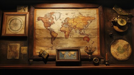 Fototapeta premium A business workspace with financial charts, a digital tablet, and a map, representing strategies for business expansion.
