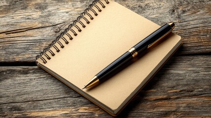 A clean desk with a notebook, pen, and potted plant, symbolizing the quiet moments of brainstorming for a startup concept.