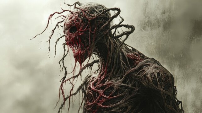 A nightmarish entity with flesh that resembles raw, flayed muscle, constantly shifting and healing