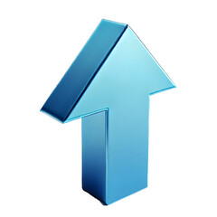 BLUE upward arrow isolated on a white background. Clean and glossy design. Concept of direction and rise. 3D Rendering
